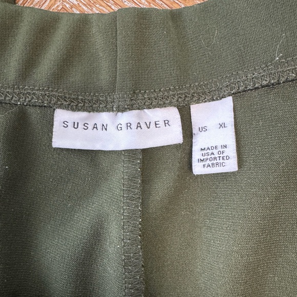 Susan Graver Green Pull On Pants XL Elastic Waist 36” Inseam 29” High Rise - Picture 2 of 7